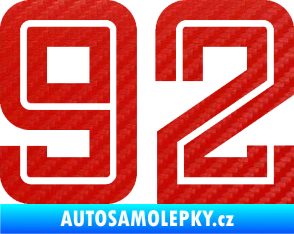 Samolepka Startovní číslo 92 typ 7 3D karbon červený