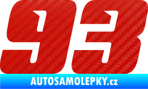Samolepka Startovní číslo 93 typ 6 3D karbon červený