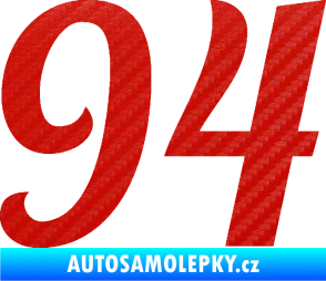Samolepka Startovní číslo 94 typ 3    3D karbon červený