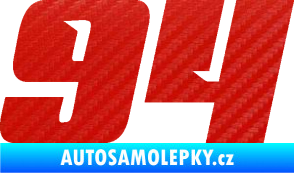 Samolepka Startovní číslo 94 typ 6 3D karbon červený