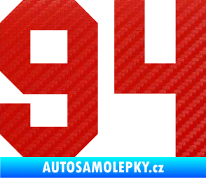 Samolepka Startovní číslo 94 3D karbon červený
