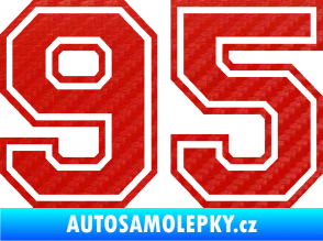 Samolepka Startovní číslo 95 typ 4 3D karbon červený