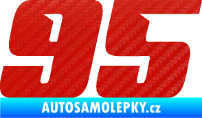 Samolepka Startovní číslo 95 typ 6 3D karbon červený
