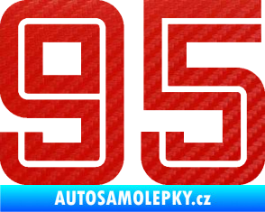 Samolepka Startovní číslo 95 typ 7 3D karbon červený