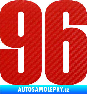 Samolepka Startovní číslo 96 typ 2     3D karbon červený