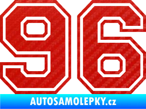 Samolepka Startovní číslo 96 typ 4 3D karbon červený