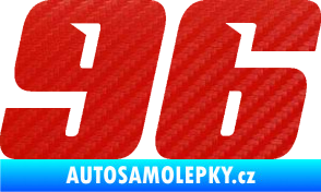 Samolepka Startovní číslo 96 typ 6 3D karbon červený