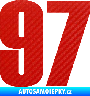 Samolepka Startovní číslo 97 typ 2 3D karbon červený