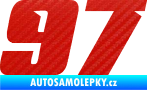 Samolepka Startovní číslo 97 typ 6 3D karbon červený