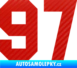 Samolepka Startovní číslo 97 3D karbon červený