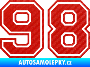 Samolepka Startovní číslo 98 typ 4 3D karbon červený
