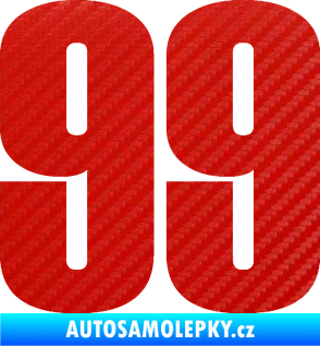 Samolepka Startovní číslo 99 typ 2      3D karbon červený