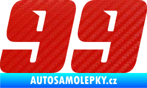 Samolepka Startovní číslo 99 typ 6 3D karbon červený