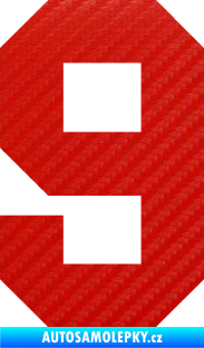 Samolepka Startovní číslo 9 3D karbon červený