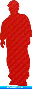 Samolepka Stavební dělník 001 levá 3D karbon červený