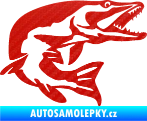 Samolepka Štika 001 pravá 3D karbon červený