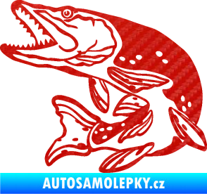 Samolepka Štika 002 levá 3D karbon červený