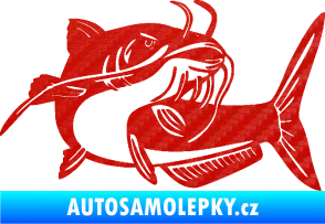 Samolepka Sumec 001 pravá 3D karbon červený