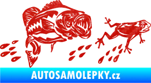 Samolepka Sumec 005 levá se žábou 3D karbon červený