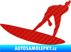 Samolepka Surfař 001 levá 3D karbon červený