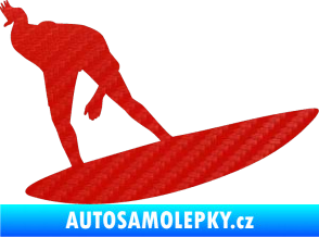 Samolepka Surfař 001 pravá 3D karbon červený