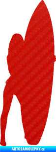 Samolepka Surfařka 002 levá 3D karbon červený