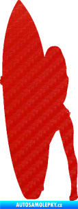 Samolepka Surfařka 002 pravá 3D karbon červený