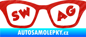 Samolepka Swag nápis v brýlích 3D karbon červený