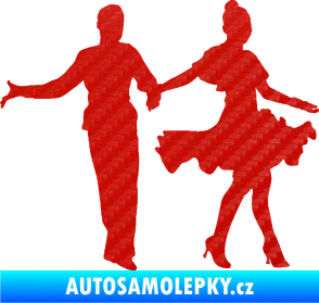 Samolepka Tanec 002 levá latinskoamerický tanec pár 3D karbon červený
