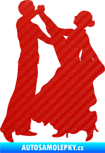 Samolepka Tanec 004 levá společenský tanec pár 3D karbon červený