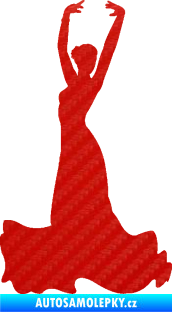 Samolepka Tanec 006 levá tanečnice flamenca 3D karbon červený