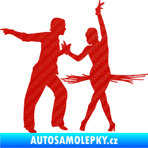 Samolepka Tanec 009 levá latinskoamerický tanec pár 3D karbon červený