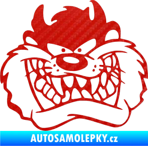 Samolepka Tazman zubatej levá 3D karbon červený