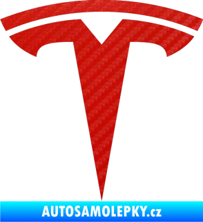 Samolepka Tesla - znak 3D karbon červený