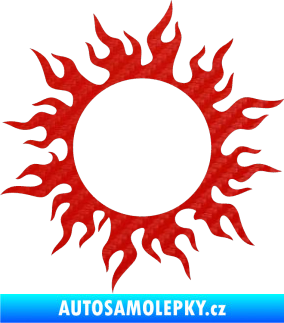 Samolepka Tetování 116 slunce s plameny 3D karbon červený