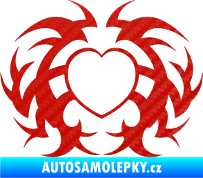 Samolepka Tetování 121 srdce 3D karbon červený