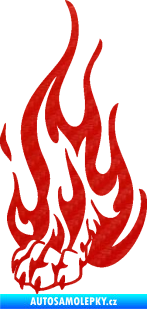 Samolepka Tlapa v plamenech levá 3D karbon červený