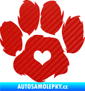 Samolepka Tlapka 006 levá 3D karbon červený