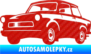 Samolepka Trabant karikatura levá 3D karbon červený