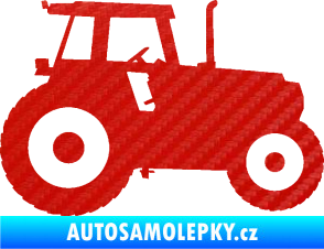 Samolepka Traktor 001 pravá 3D karbon červený