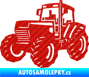 Samolepka Traktor 002 levá Zetor 3D karbon červený