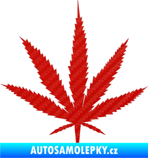 Samolepka Travka 001 lístek marihuany 3D karbon červený
