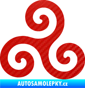 Samolepka Triskelion keltský znak 3D karbon červený