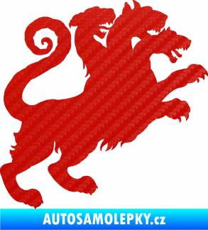 Samolepka Trojhlavý pes kerberos 002 pravá 3D karbon červený