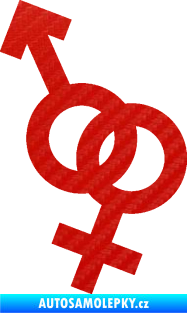 Samolepka Ty a já 001 symbol pro muže a ženu 3D karbon červený