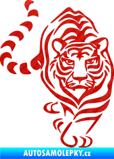 Samolepka Tygr 008 pravá 3D karbon červený
