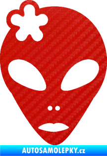 Samolepka UFO 009 slečna s kytičkou levá 3D karbon červený