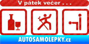 Samolepka V pátek večer  3D karbon červený