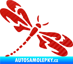 Samolepka Vážka 001 pravá 3D karbon červený