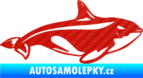 Samolepka Velryba 004 pravá 3D karbon červený